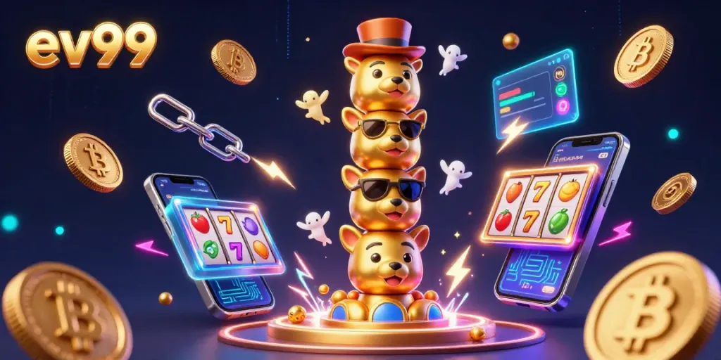 Spin with ev99 at an exciting online casino featuring a vibrant totem and slots.