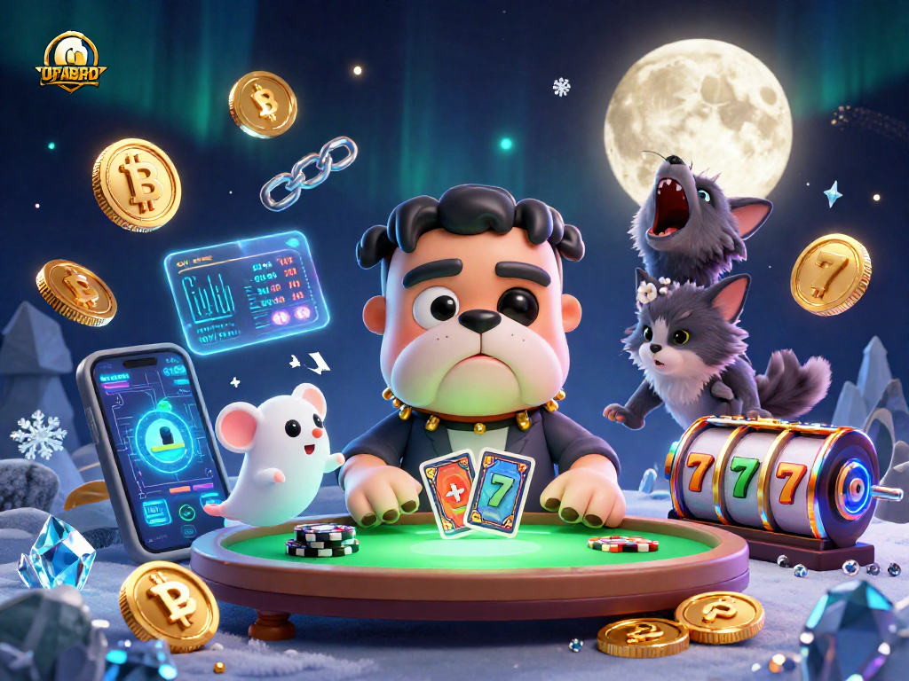 Bet on UFABRO with cartoon characters dealing cards at a vibrant casino table.