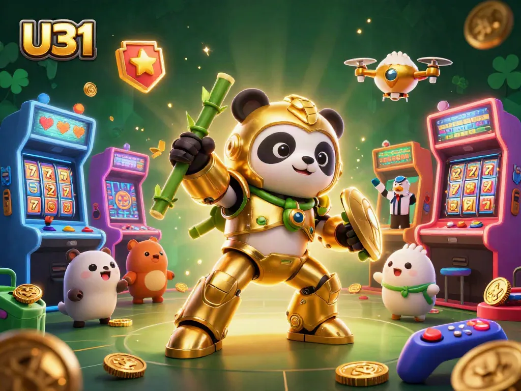 Experience the thrill of U31 with a lively 3D casino scene featuring festive game elements and exciting animations.