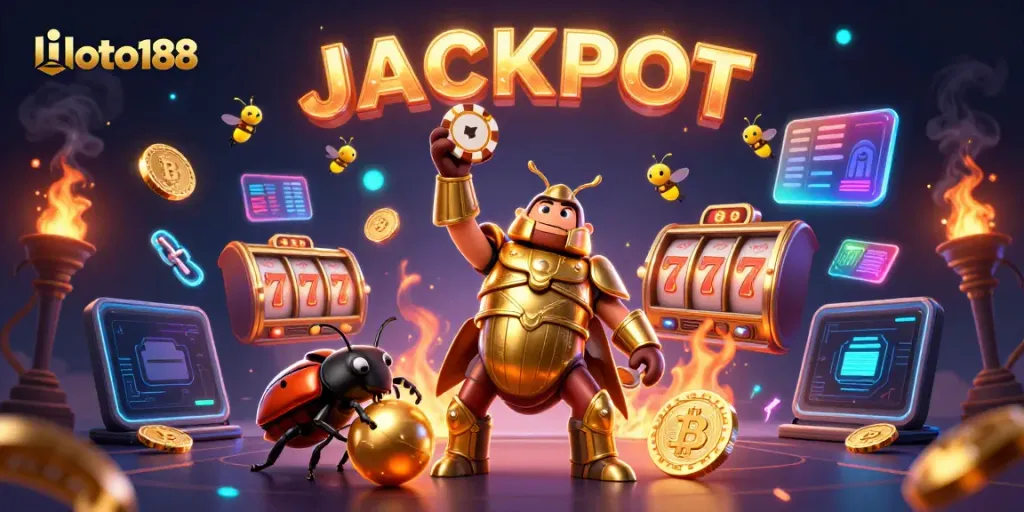Celebrate wins with loto188's exciting slot games and vibrant jackpot illustrations.