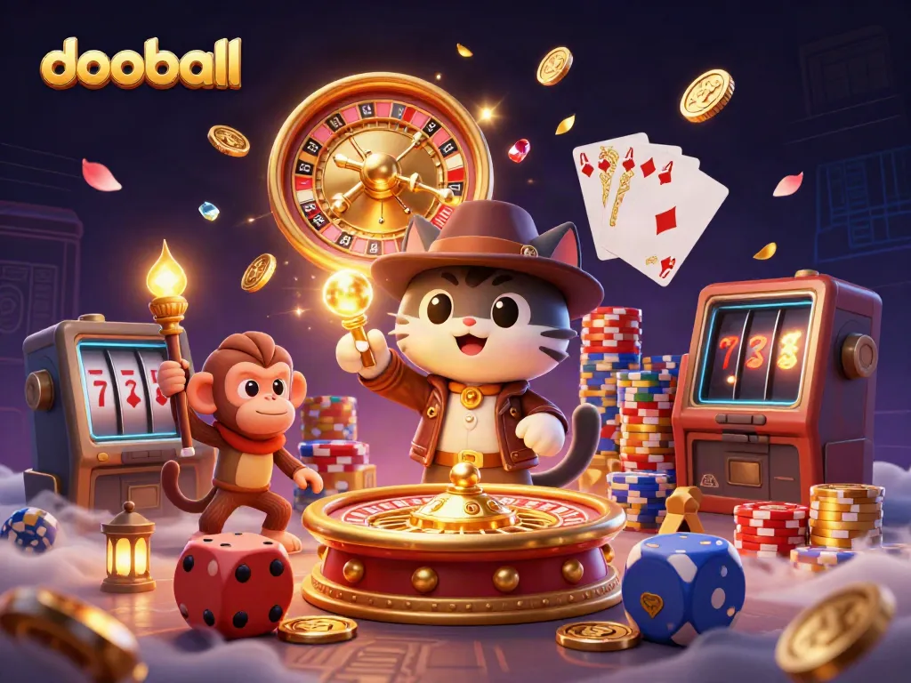 Experience dooball's thrilling moments in an exciting casino setting with golden artifacts and vibrant energy.