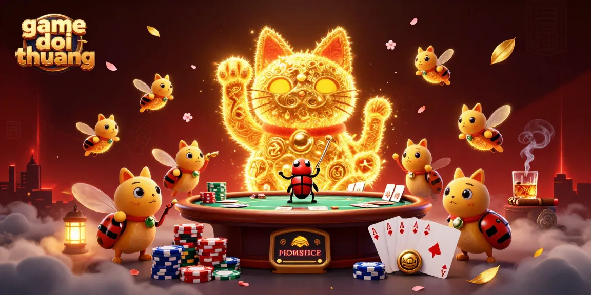 Experience exciting game doi thuong moments with golden lucky cat symbols and vibrant casino elements.