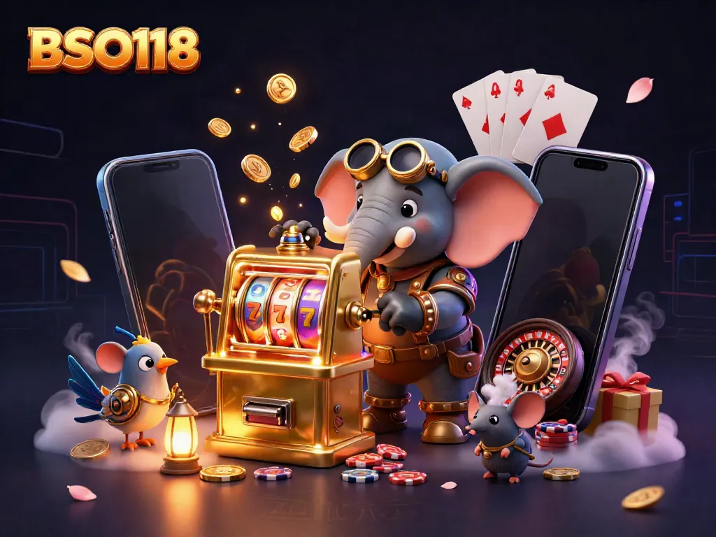 Engage with BSO118's high RTP slot games featuring colorful reels and dynamic casino elements.