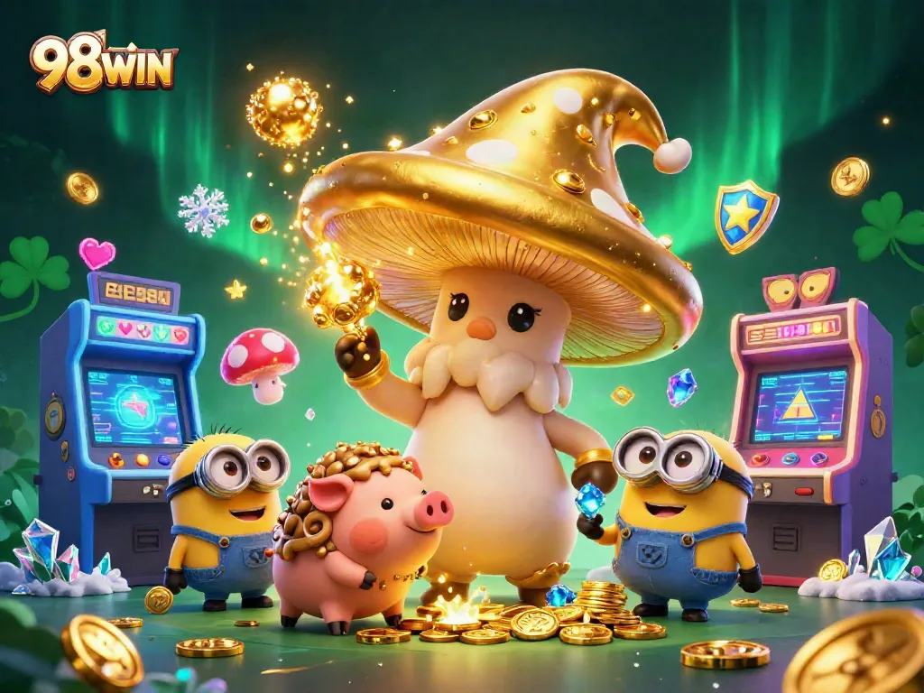 Spin the reels with 98WIN’s golden wizard amid a vibrant gaming adventure enriched with treasures.