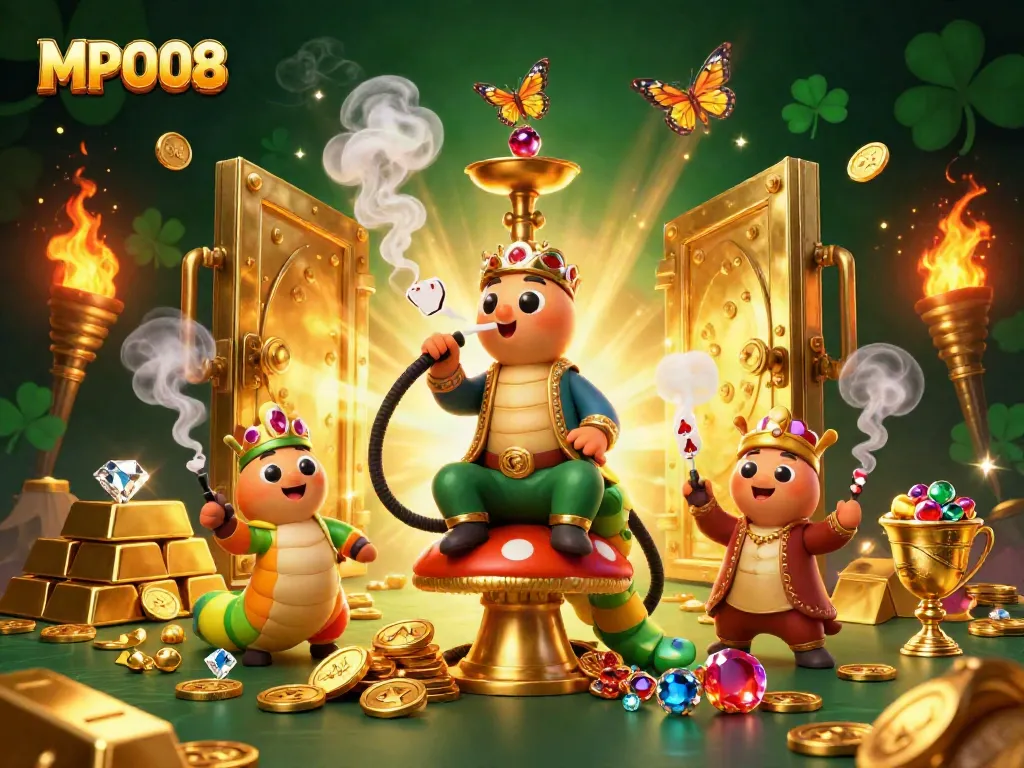 Experience banking strategies with MPO08 casino's vibrant 3D illustration featuring jackpot themes.