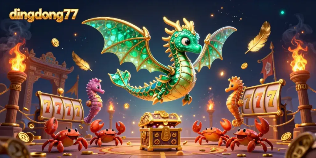 Experience thrilling wins at dingdong77 with an enchanting sea dragon and treasure-filled slots.