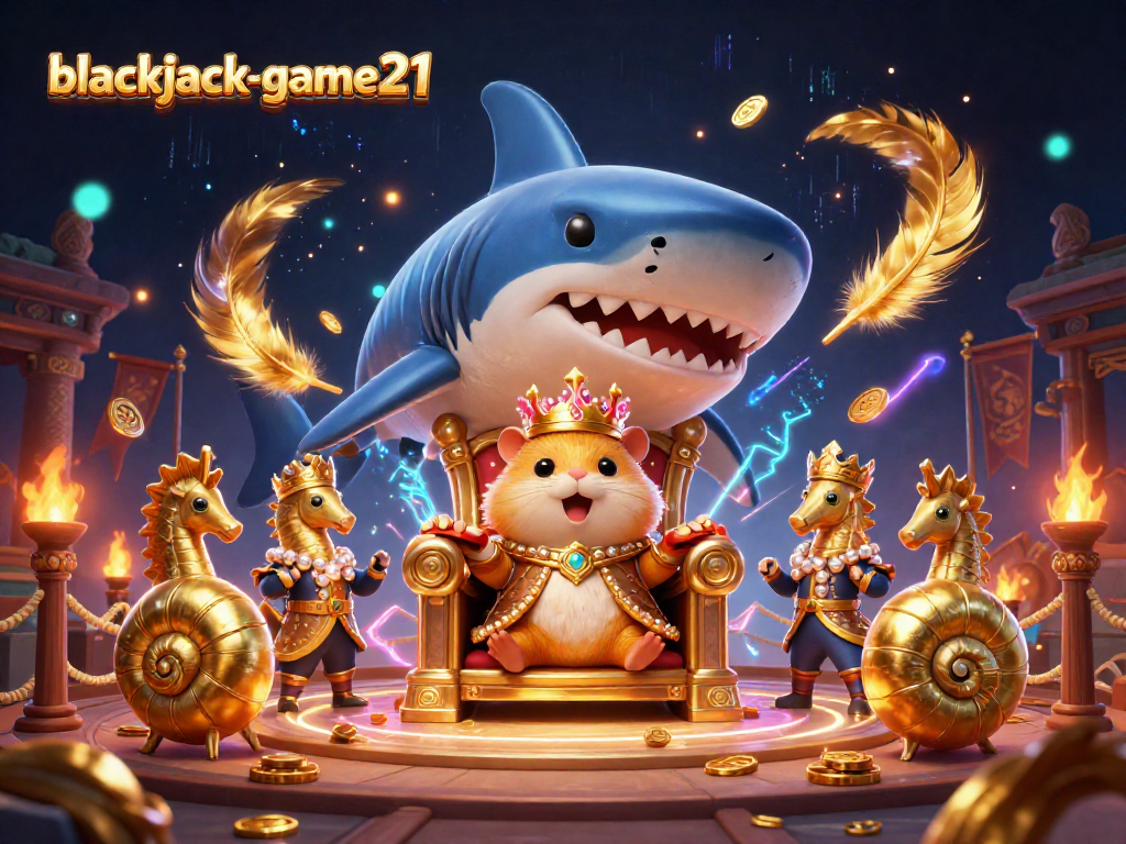 Engage with blackjack-game21 in an action-packed casino scene featuring unique characters amidst vibrant game elements.