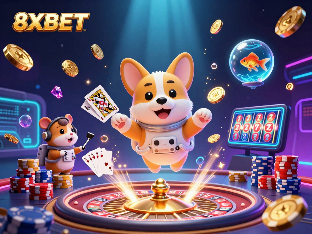 8XBET engages players with dazzling casino action in a vibrant zero-gravity environment.