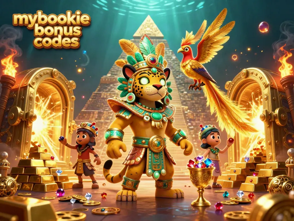 Explore mybookie bonus codes with a vibrant 3D illustration portraying exciting casino elements and characters.
