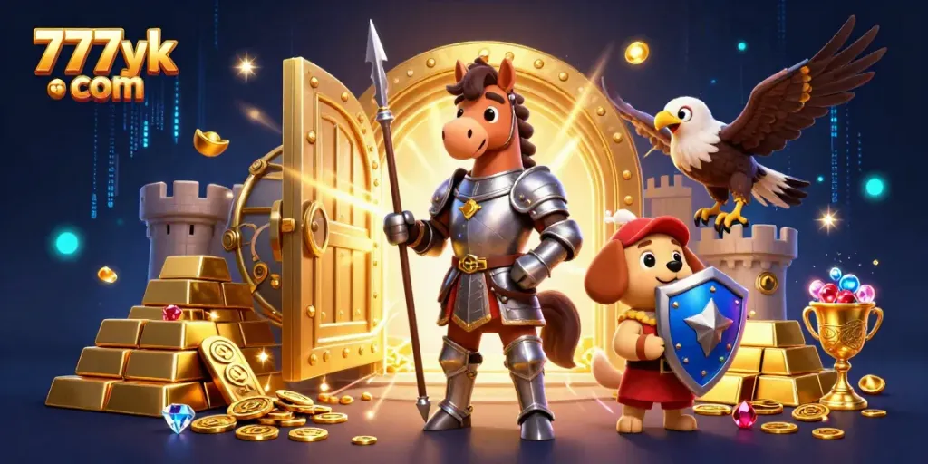 Experience the thrill of gaming with 777yk com, as knights and treasures come alive in a dazzling casino adventure.