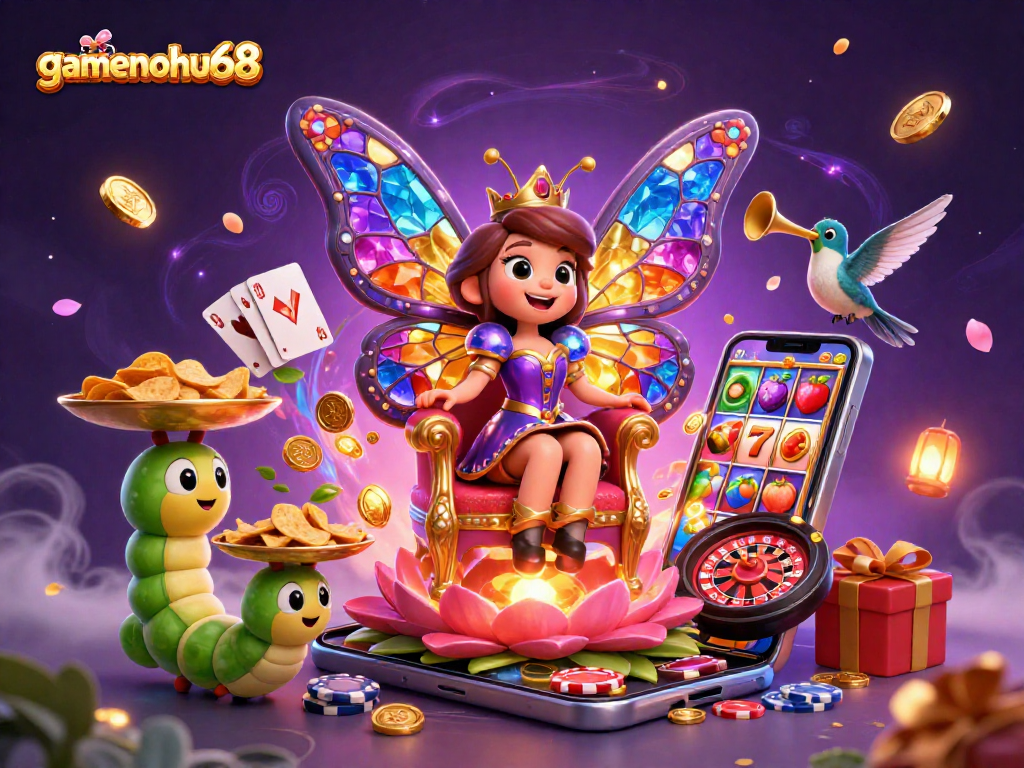 Experience the vibrant gaming world of gamenohu68 with a magical 3D casino scene full of excitement.