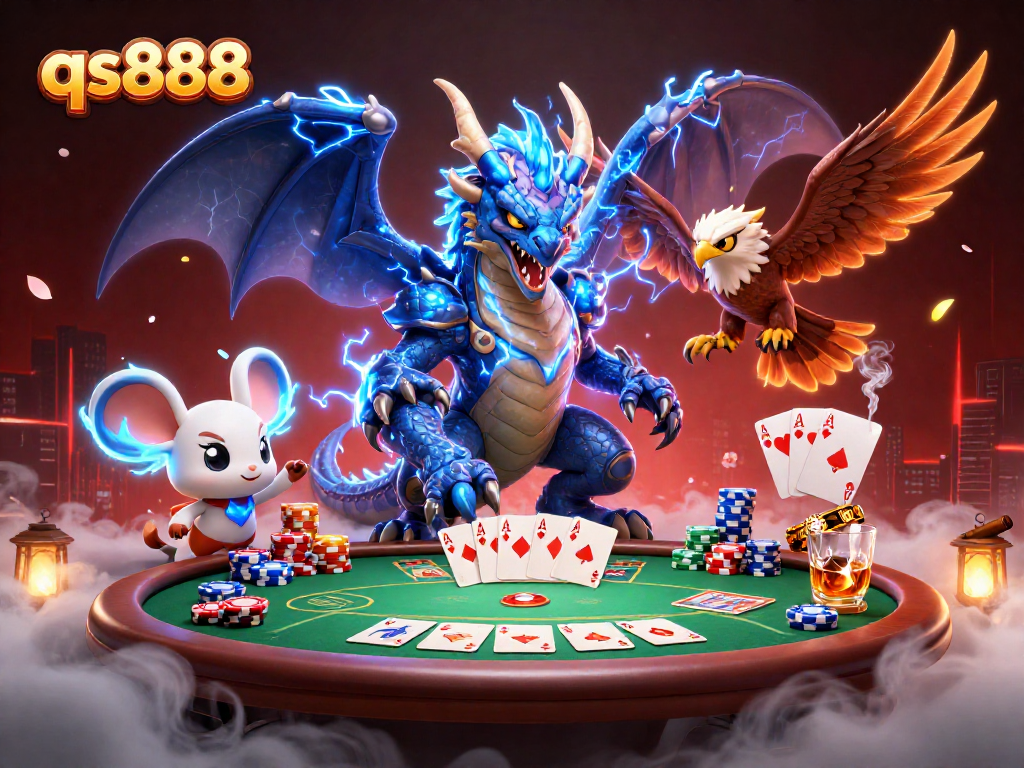 Experience thrilling gameplay at qs888 with vibrant characters and poker elements in a unique casino scene.