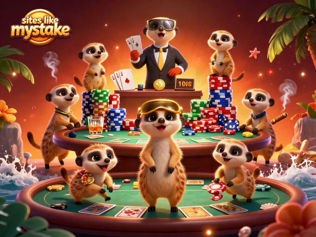 Experience thrilling poker dynamics at sites like mystake, featuring charming meerkats managing a vibrant casino.
