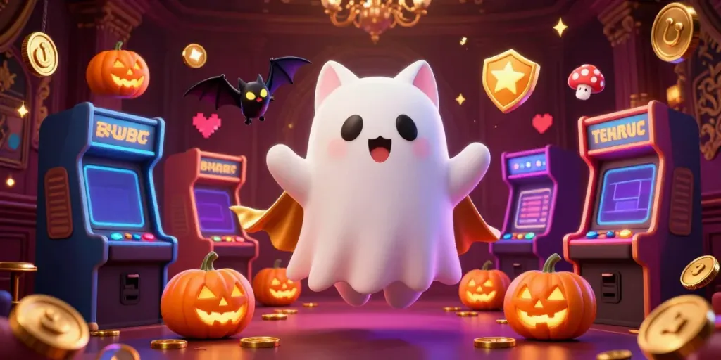 Engage in fun at the trang chủ shbet haunted casino with a ghost cat and vampire bat.