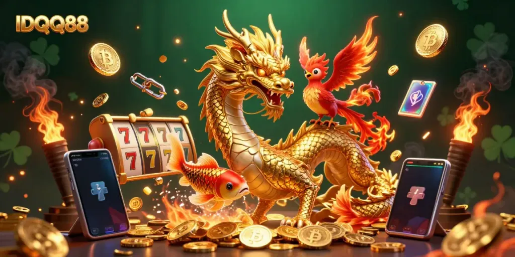 Spin the reels with IDQQ88's golden dragon and lucky symbols for thrilling wins!