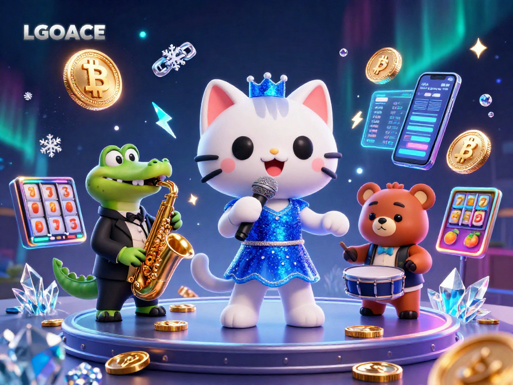 Engage with LGOACE as the jazz-singer cat performs on a vibrant casino stage.