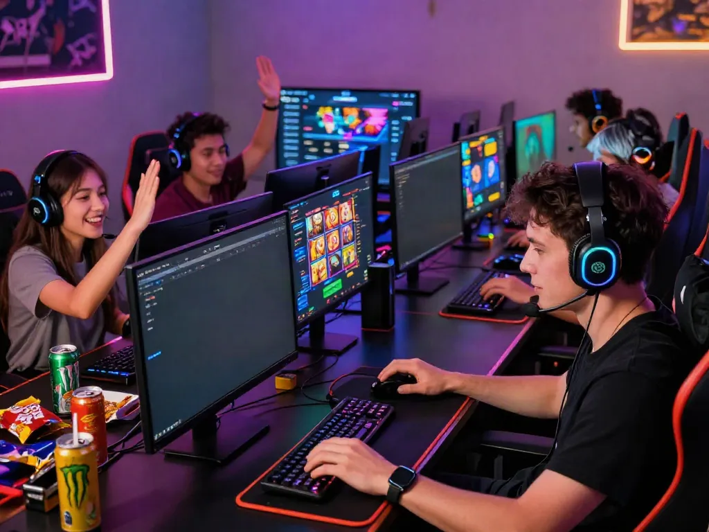 Players enjoying the A80 online gaming platform with intense focus and excitement.