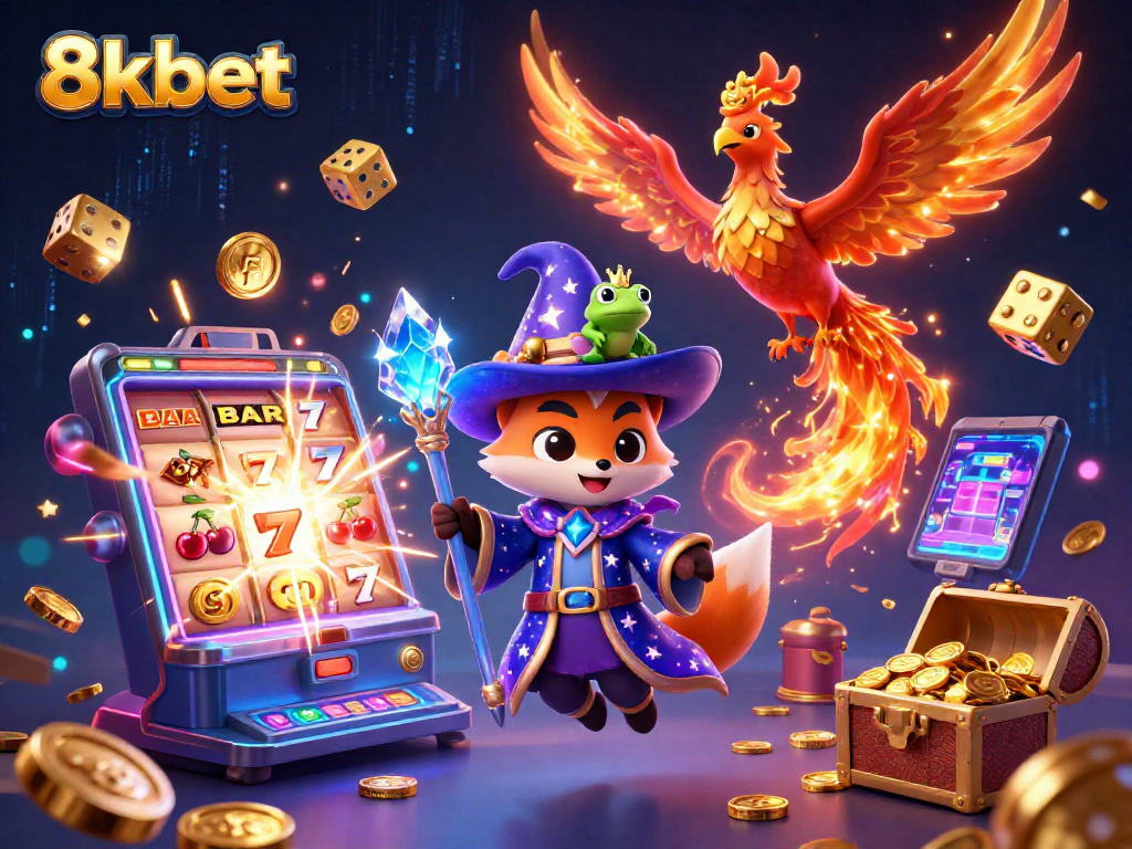 Win big with 8kbet's magical casino adventures featuring a wizard fox and a phoenix!