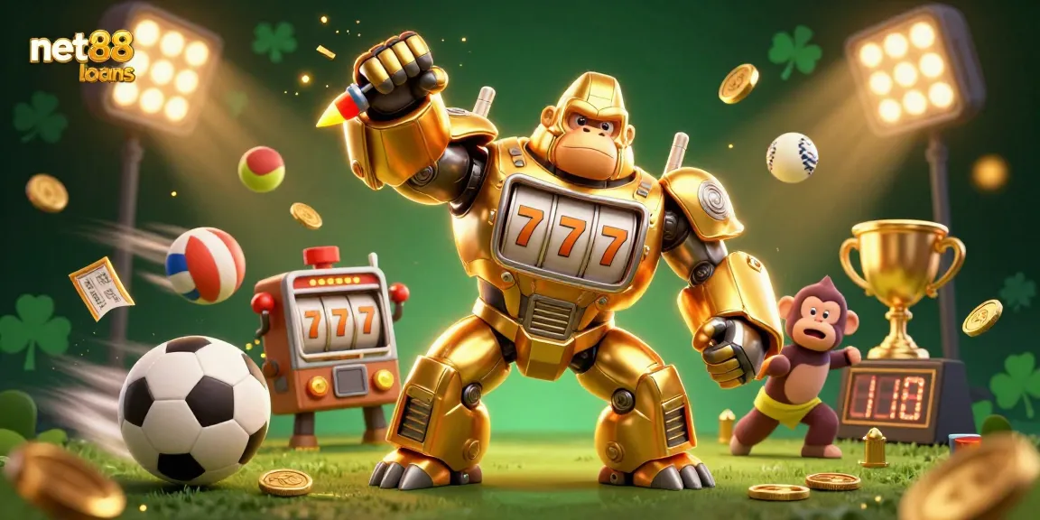 Experience thrilling excitement with net88 loans in a vibrant casino-themed 3D scene.